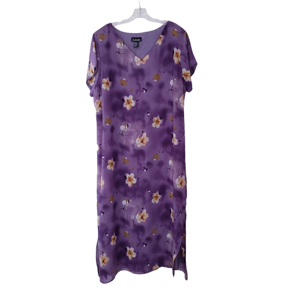 Women's Purple Floral Midi Dress Plus Size 24